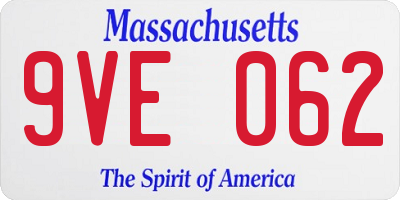 MA license plate 9VE062