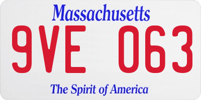 MA license plate 9VE063