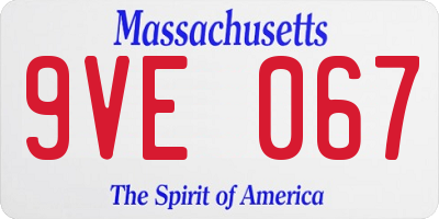 MA license plate 9VE067