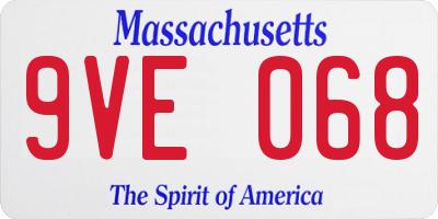 MA license plate 9VE068