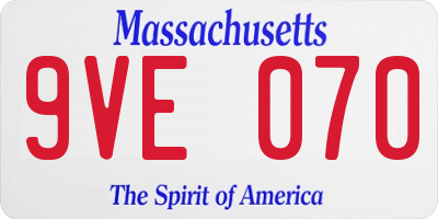 MA license plate 9VE070