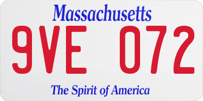 MA license plate 9VE072