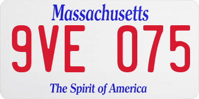 MA license plate 9VE075