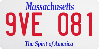 MA license plate 9VE081