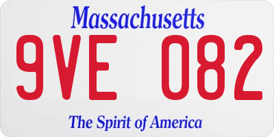 MA license plate 9VE082