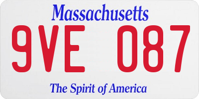 MA license plate 9VE087