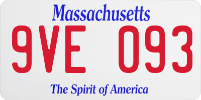 MA license plate 9VE093