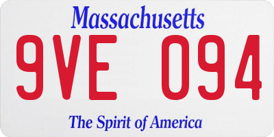 MA license plate 9VE094