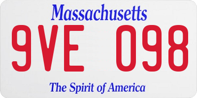 MA license plate 9VE098
