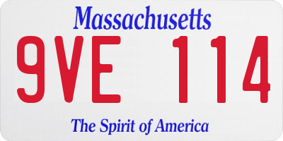 MA license plate 9VE114