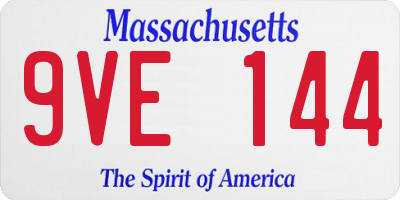 MA license plate 9VE144