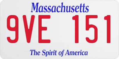 MA license plate 9VE151
