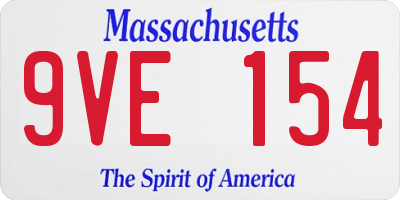 MA license plate 9VE154