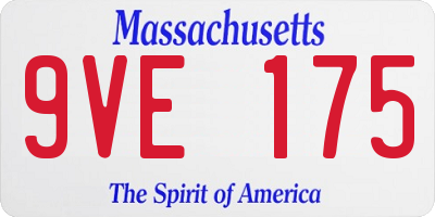 MA license plate 9VE175