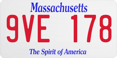 MA license plate 9VE178