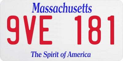 MA license plate 9VE181