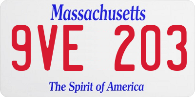 MA license plate 9VE203