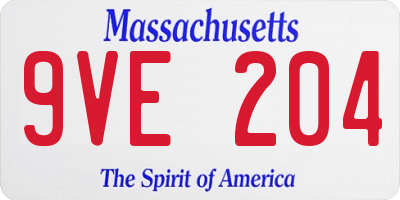MA license plate 9VE204