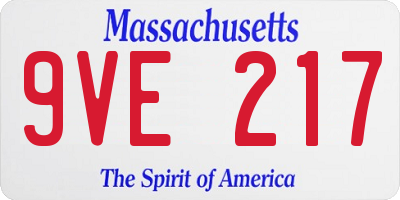 MA license plate 9VE217