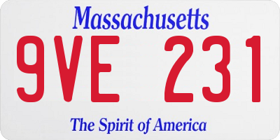 MA license plate 9VE231