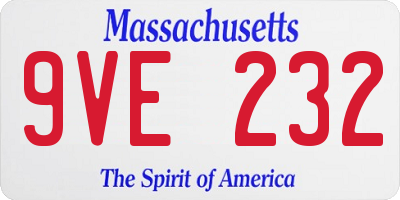 MA license plate 9VE232