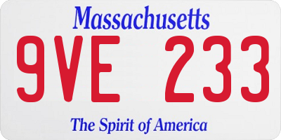 MA license plate 9VE233