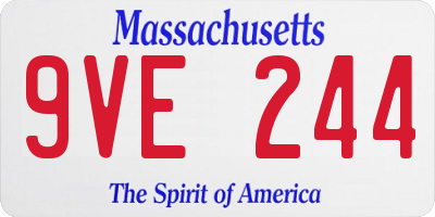 MA license plate 9VE244