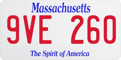 MA license plate 9VE260