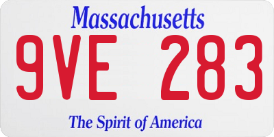 MA license plate 9VE283