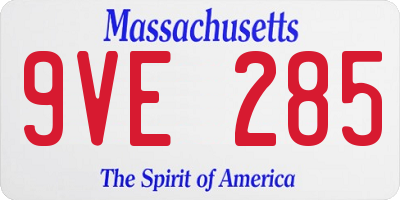 MA license plate 9VE285