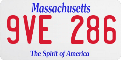 MA license plate 9VE286