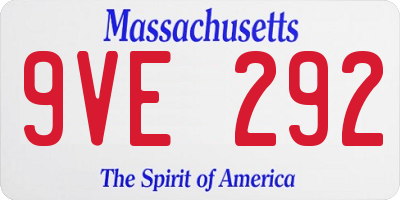 MA license plate 9VE292