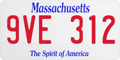 MA license plate 9VE312