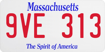 MA license plate 9VE313