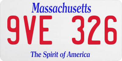 MA license plate 9VE326