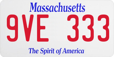 MA license plate 9VE333