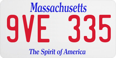 MA license plate 9VE335