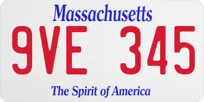MA license plate 9VE345