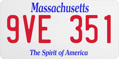 MA license plate 9VE351