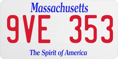 MA license plate 9VE353