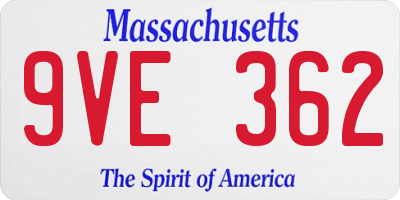 MA license plate 9VE362