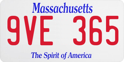 MA license plate 9VE365