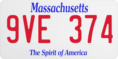 MA license plate 9VE374