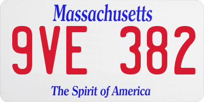 MA license plate 9VE382