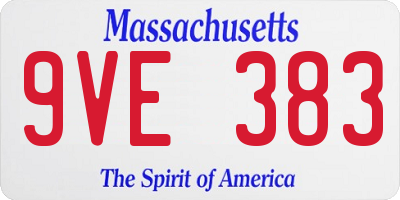 MA license plate 9VE383