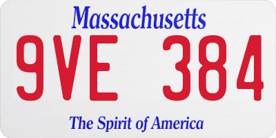 MA license plate 9VE384