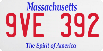 MA license plate 9VE392