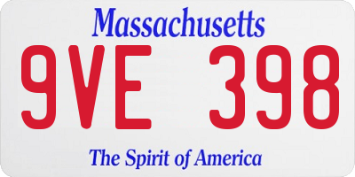 MA license plate 9VE398