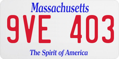 MA license plate 9VE403