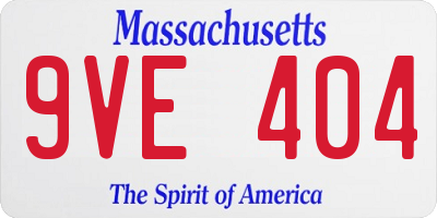 MA license plate 9VE404
